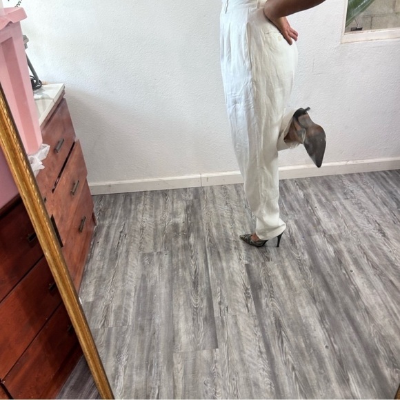 Vintage Amanda Smith Pure Linen white high rise pants size:10 - Picture 3 of 15